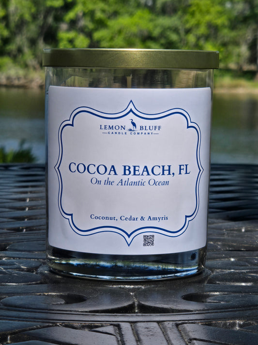 Cocoa Beach, FL on the Atlantic Ocean Candle - Coconut, Cedar, Amyris Scent