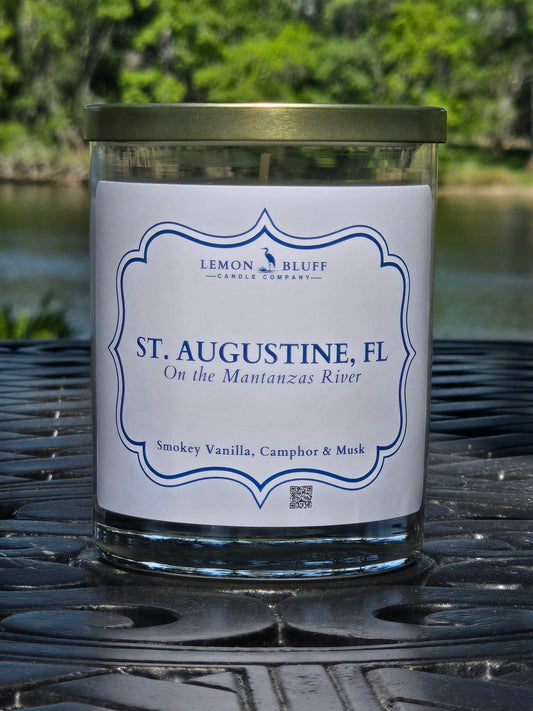 St. Augustine, FL on the Mantanzas River Candle- Smoke, Oud, Leather Scent