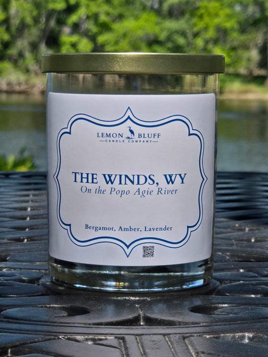The Winds, WY on the Popo Agie River Candle - Bergamot, Amber, Lavender Scent