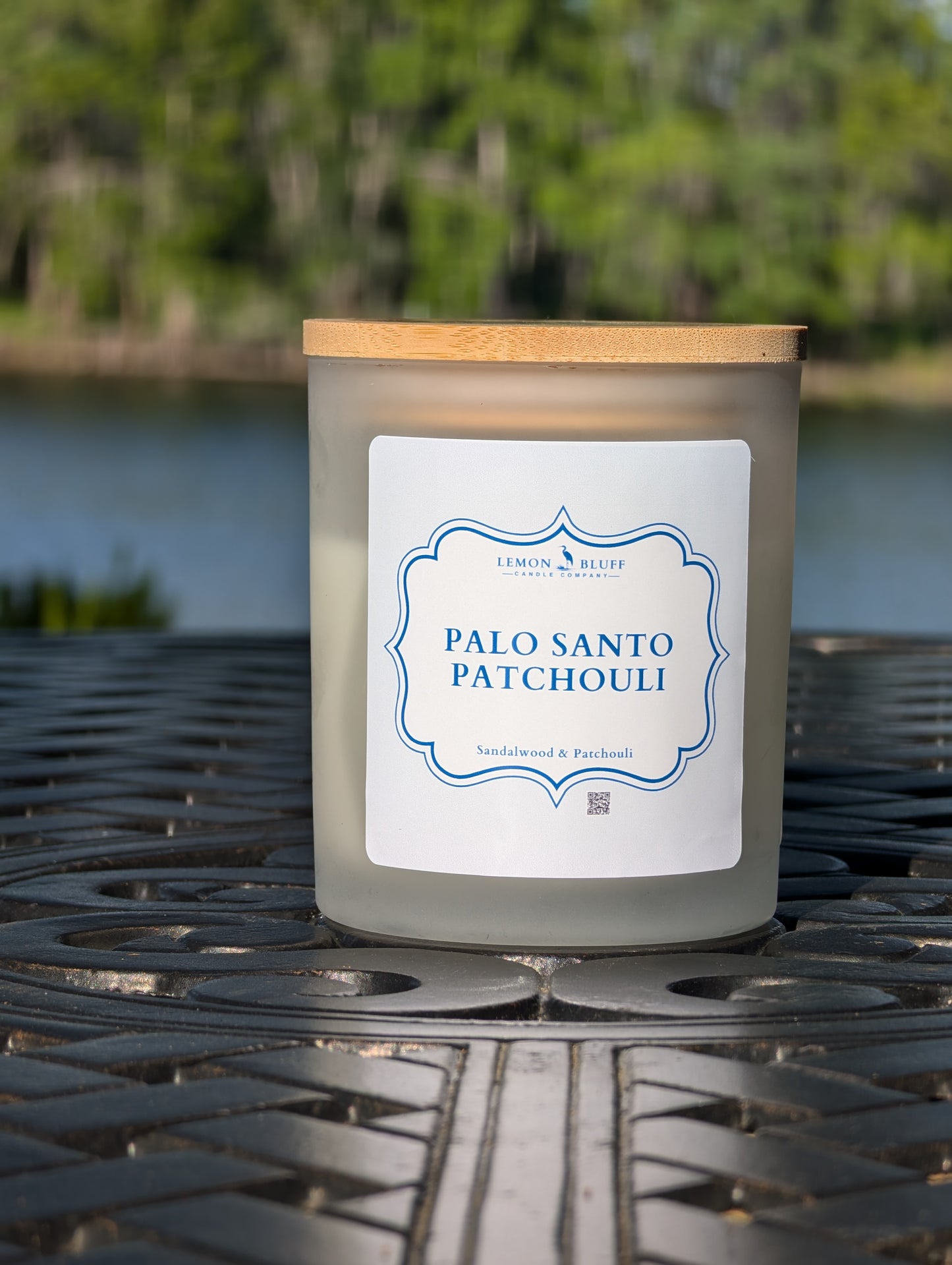 Palo Santo Patchouli Candle- Sandalwood, Light Patchouli, Lavender Scent