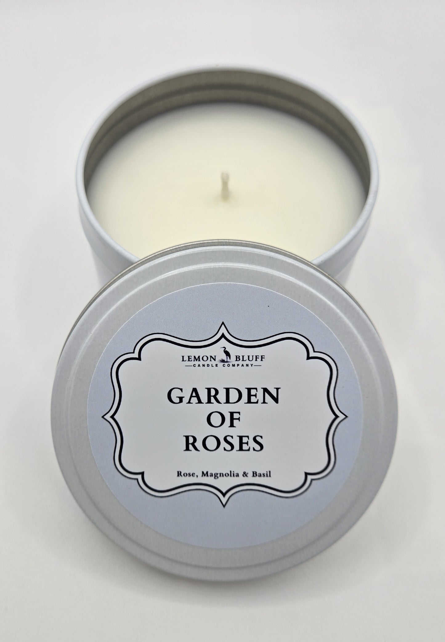 Garden of Roses Candle Tin - Rose, Basil, Light Patchouli Scent