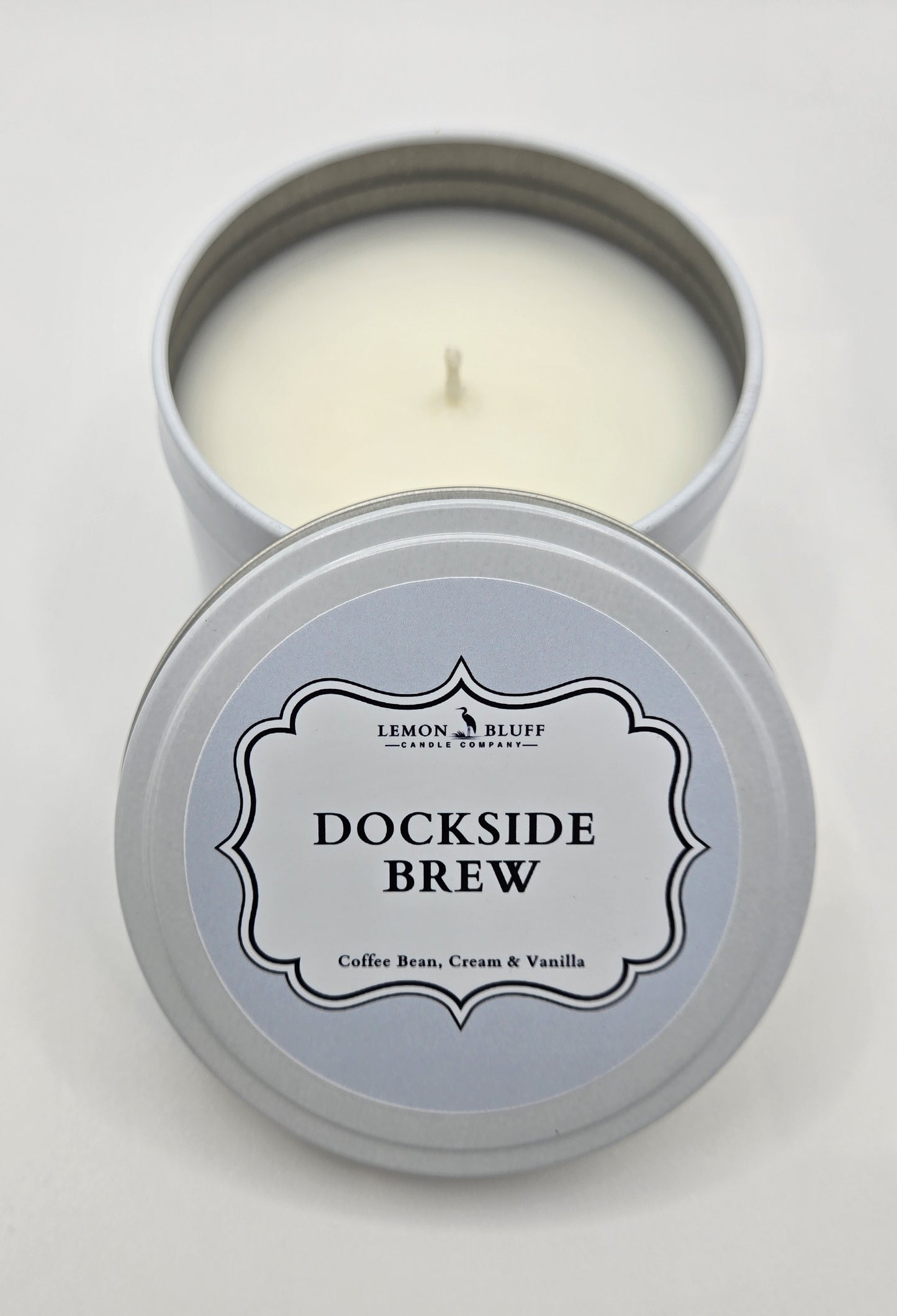 Dockside Brew Candle Tin - Coffee Bean, Cream, Vanilla Scent