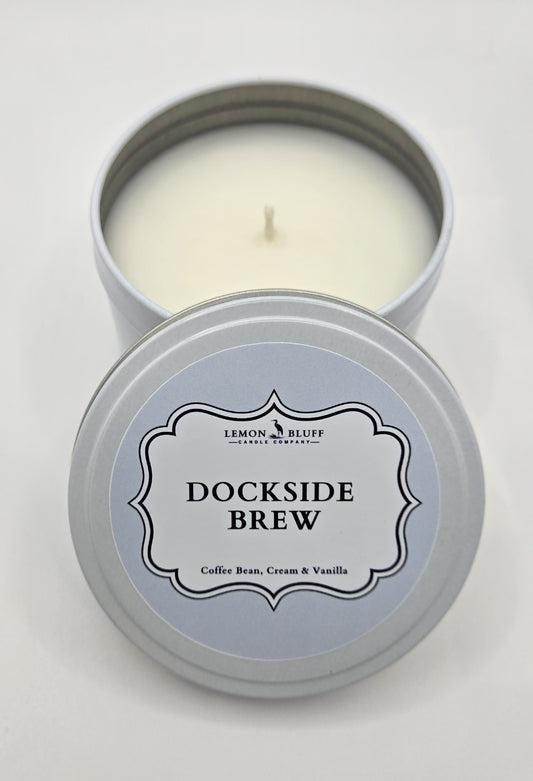Dockside Brew Candle Tin - Coffee Bean, Cream, Vanilla Scent