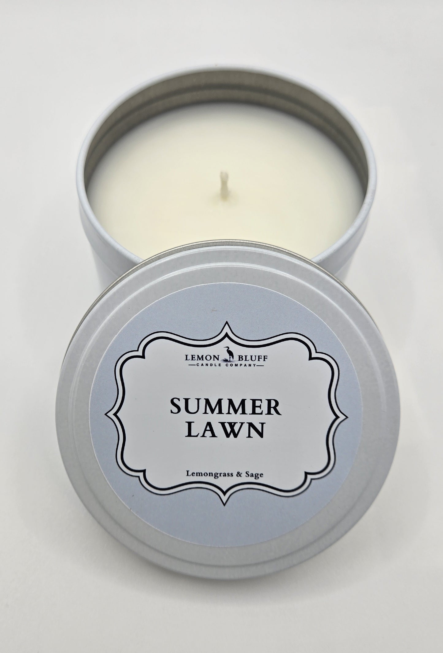Summer Lawn Candle Tin- Lemongrass, Sage, Grass Scent