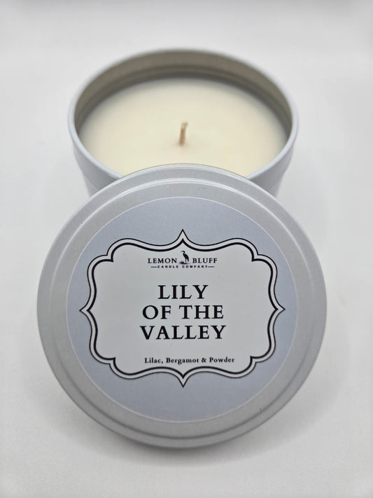 Lily of The Valley Candle Tin - Lily of the Valley, Lilac, Light Musk Scent
