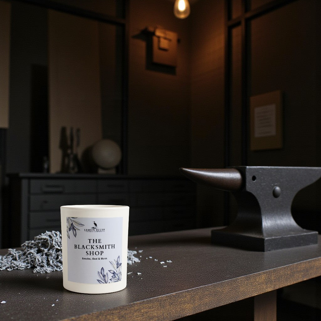 The Blacksmith Shop Candle Tin - Smoke, Oud, Musk Scent