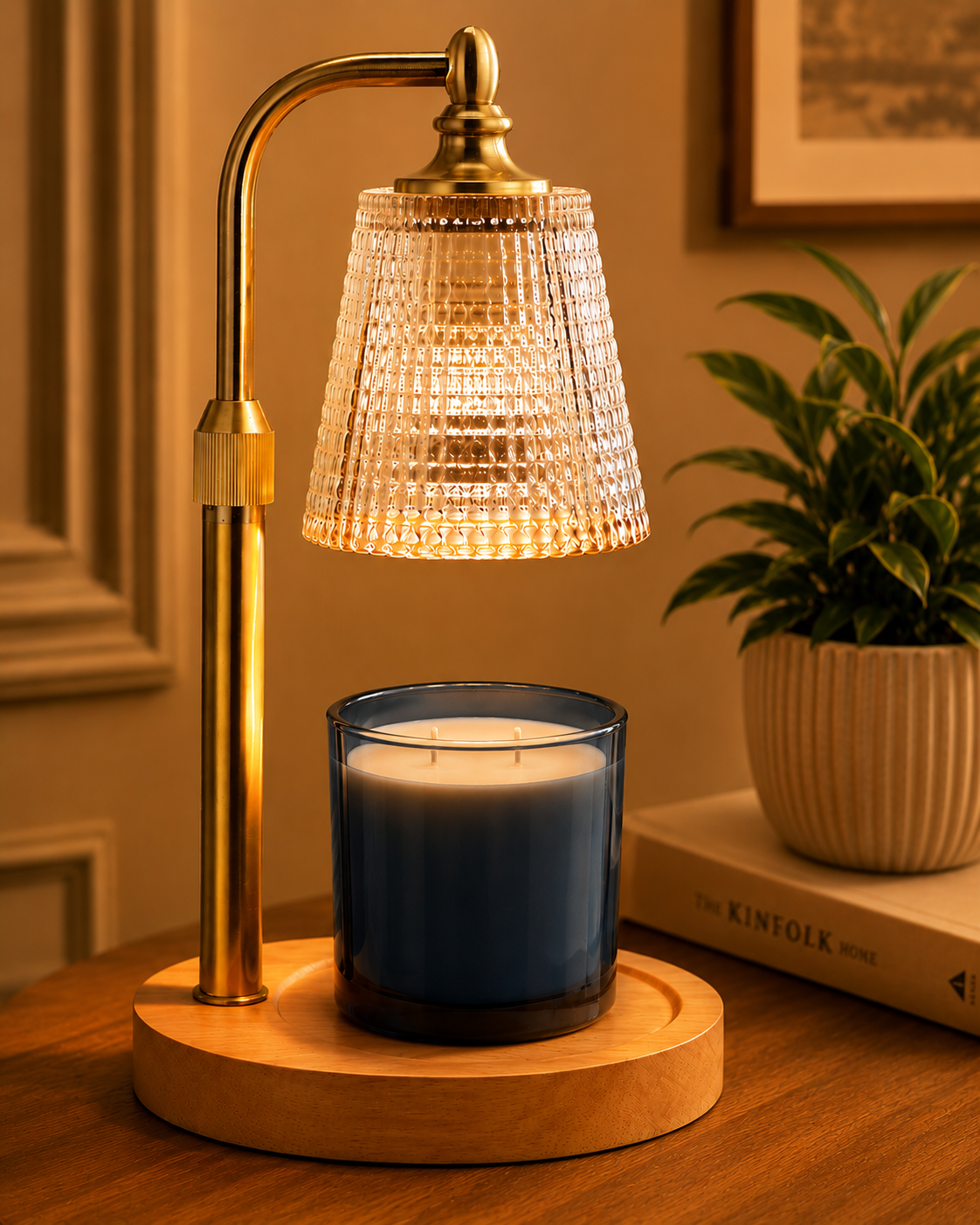 Candle Warmer Lamp — Brass & Glass