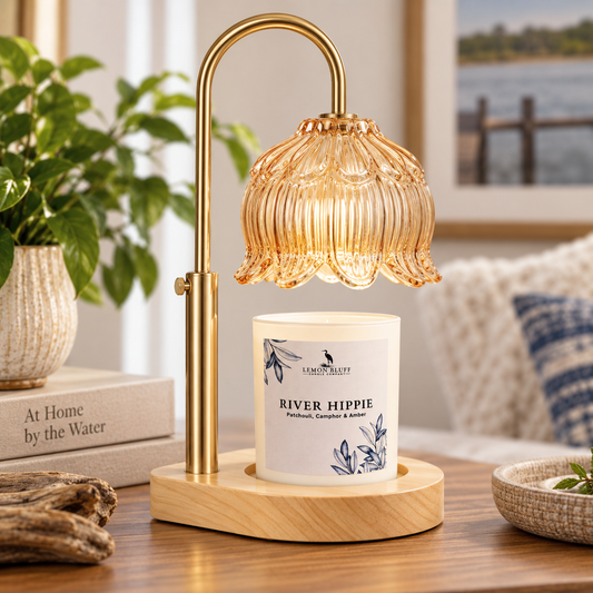 Candle Warmer Lamp - Lily Glass - Gold