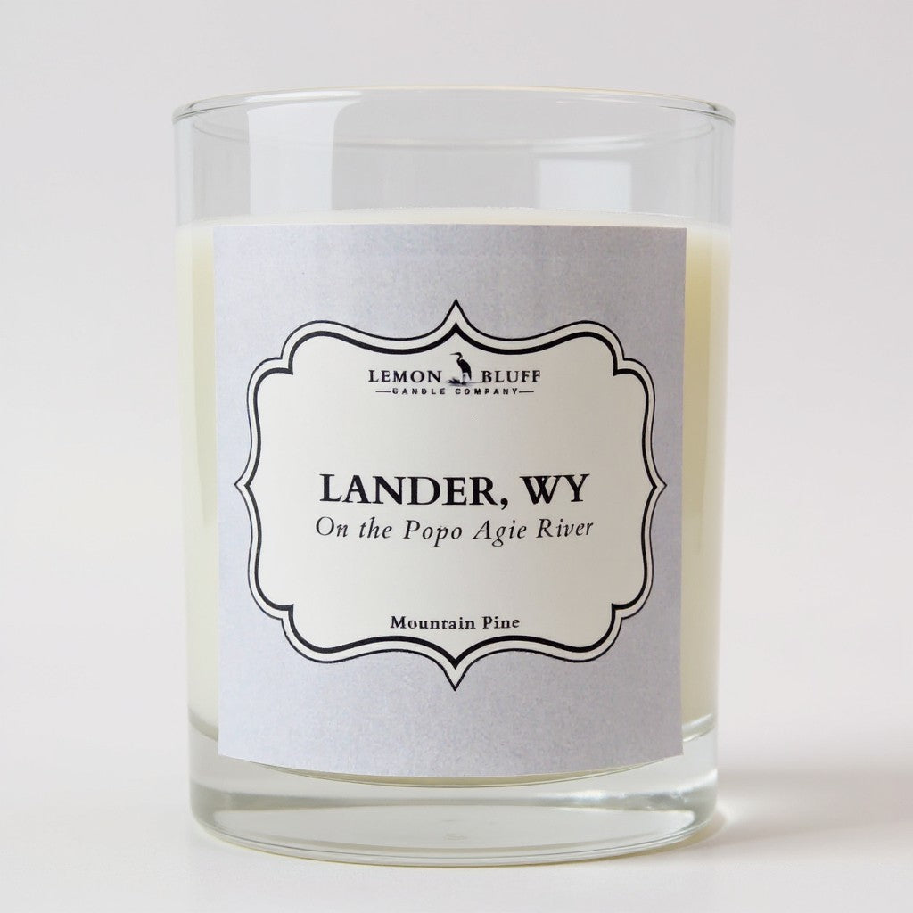 Lander, WY on the Popo Agie River Candle - Pine Scent