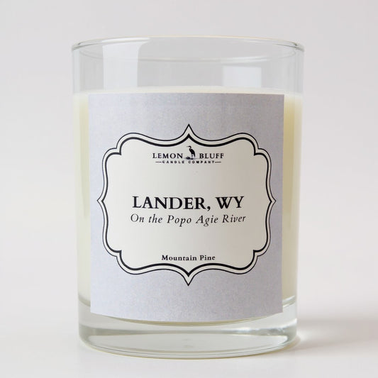 Lander, WY on the Popo Agie River Candle - Pine Scent