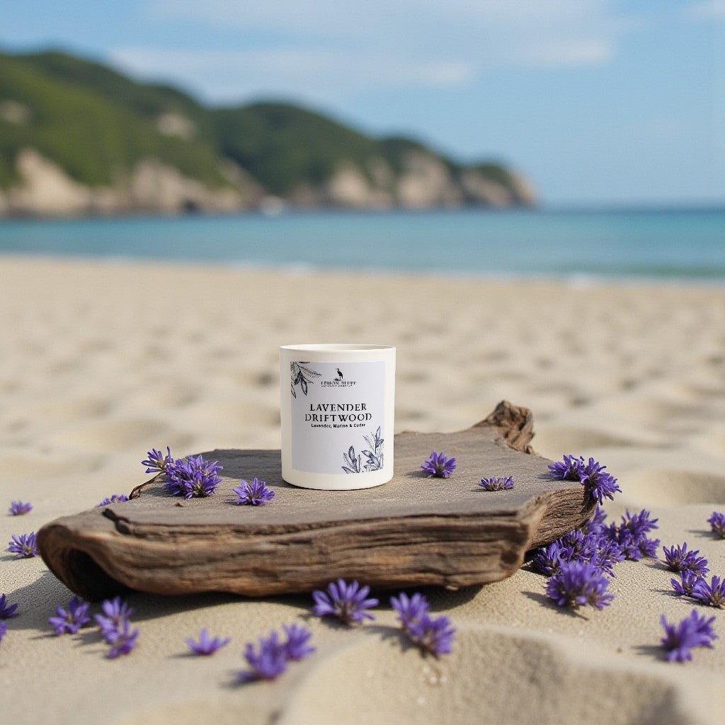 Lavender Driftwood Candle- Lavender, Marine, Cedar Scent