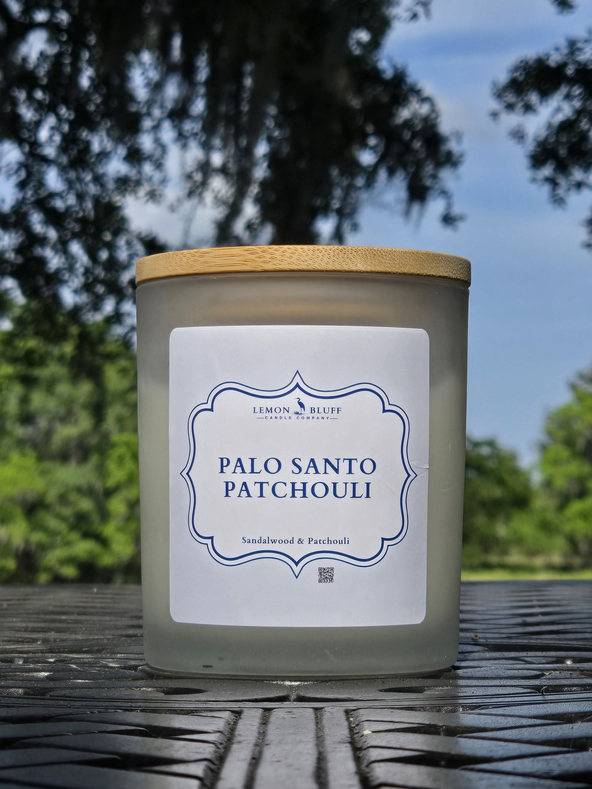 Palo Santo Patchouli Candle- Sandalwood, Light Patchouli, Lavender Scent