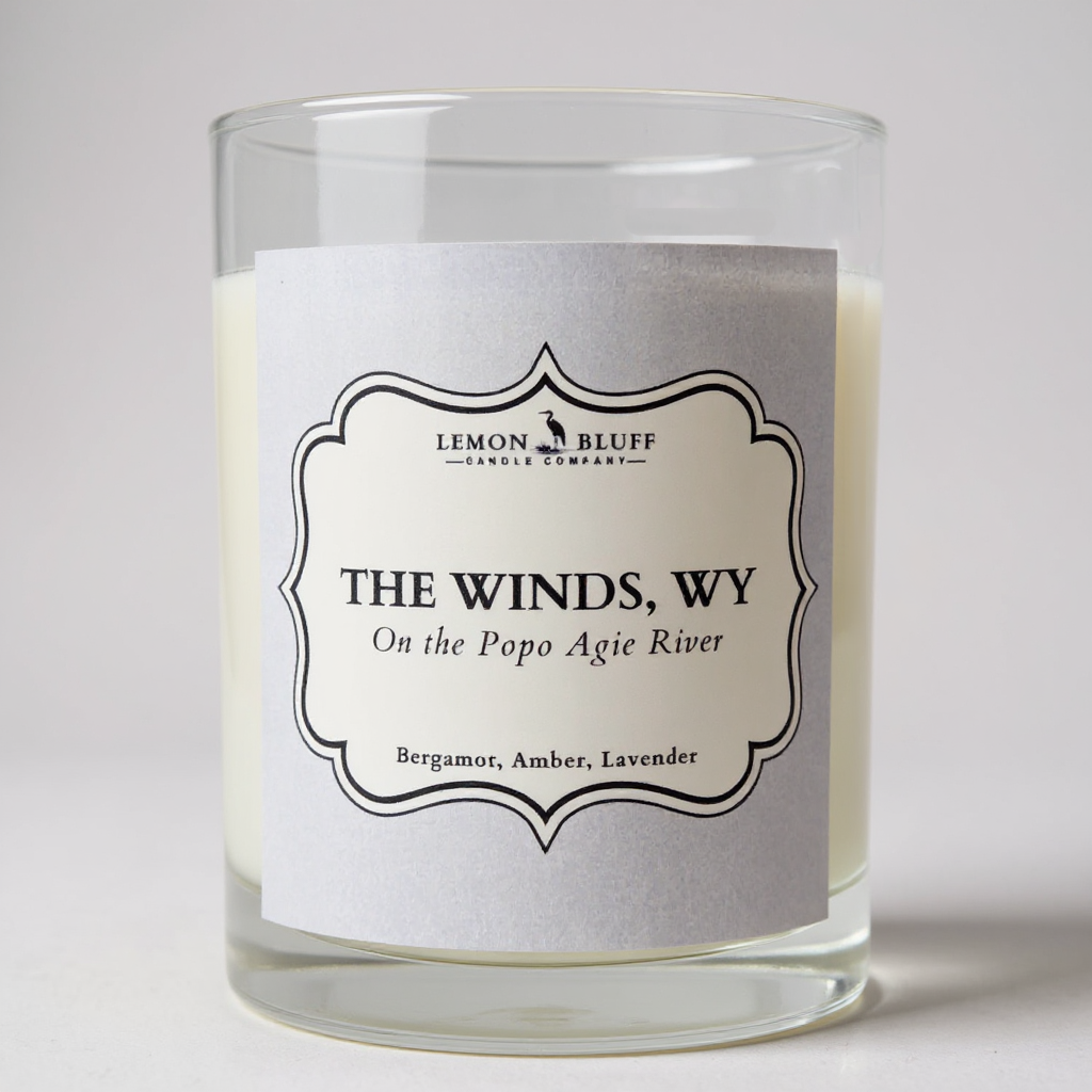 The Winds, WY on the Popo Agie River Candle - Bergamot, Amber, Lavender Scent