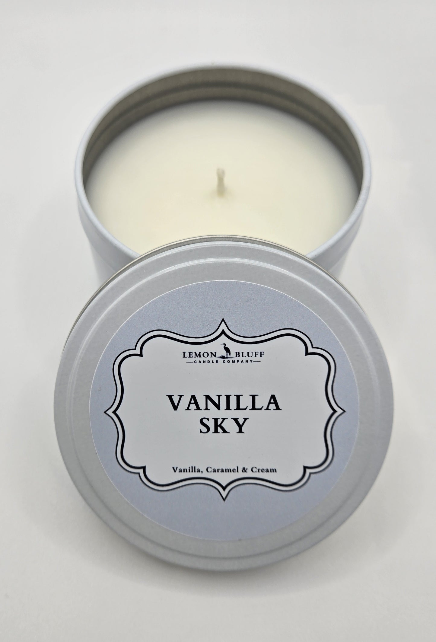 Vanilla Sky Candle Tin - Vanilla, Caramel, Cream Scent