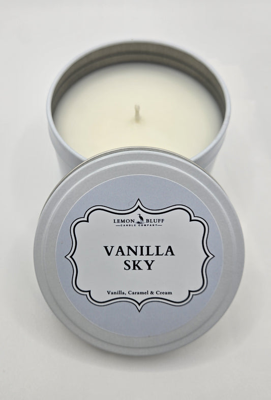 Vanilla Sky Candle Tin - Vanilla, Caramel, Cream Scent