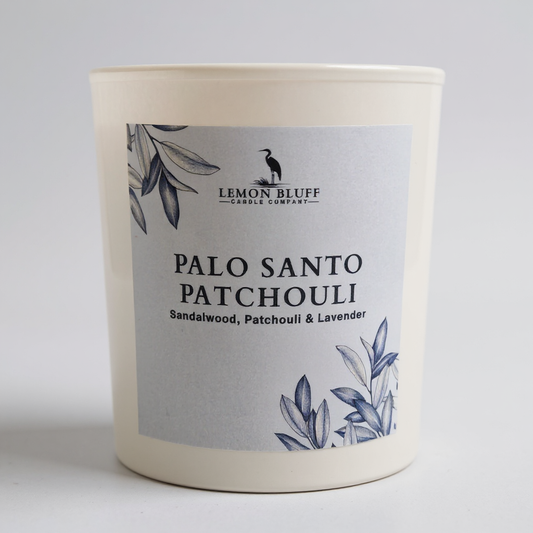 Palo Santo Patchouli Candle- Sandalwood, Light Patchouli, Lavender Scent