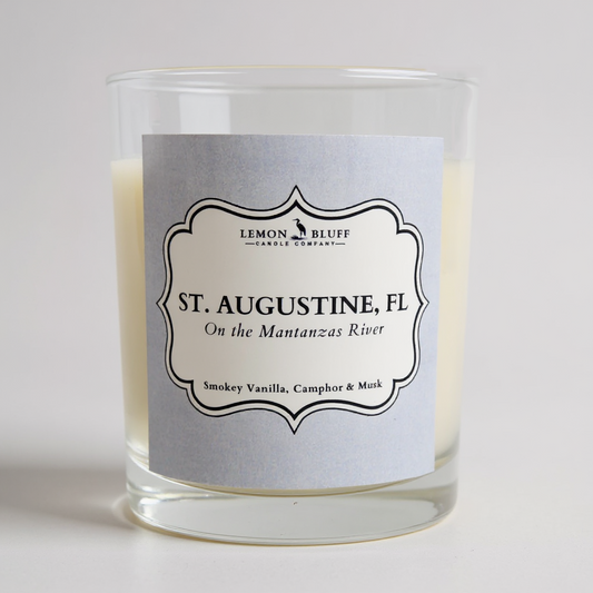 St. Augustine, FL on the Mantanzas River Candle- Smoke, Oud, Leather Scent